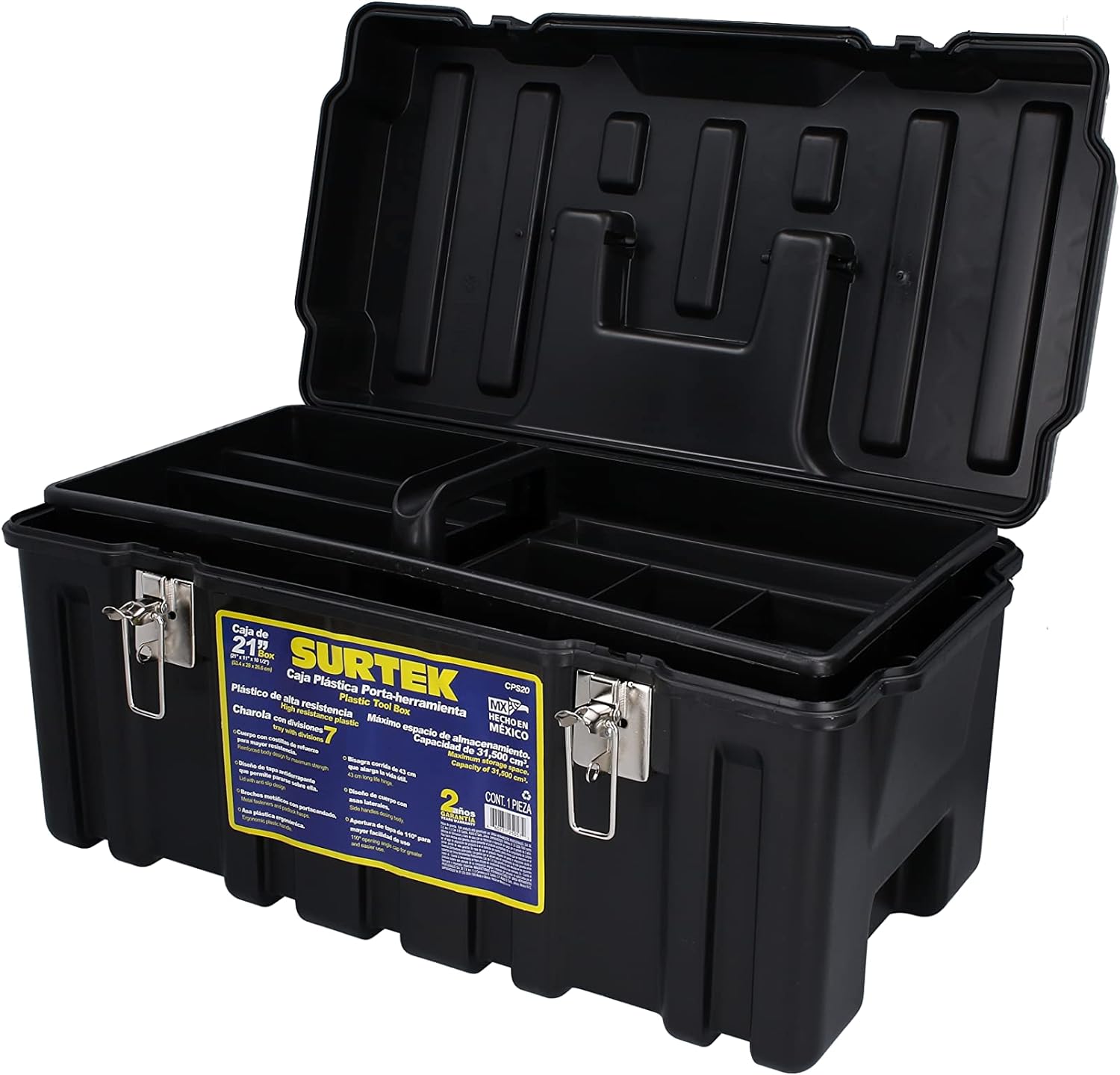 Surtek CPS20 21 Plastic Tool Box with Metal Latches .